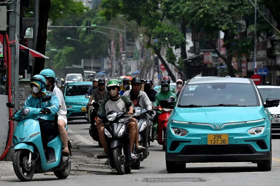 Traffic on a street in Hanoi on 31 July 2025. (Nhac Nguyen/AFP)