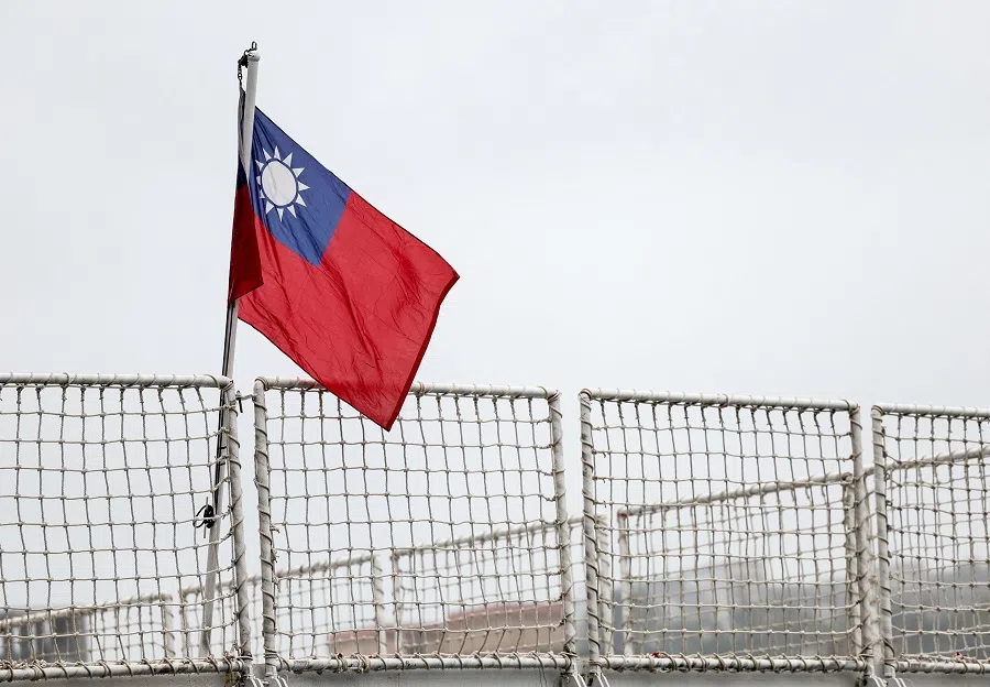 A Taiwan flag is seen at a harbour in Keelung on 1 April 2025. (I-Hwa Cheng/AFP)