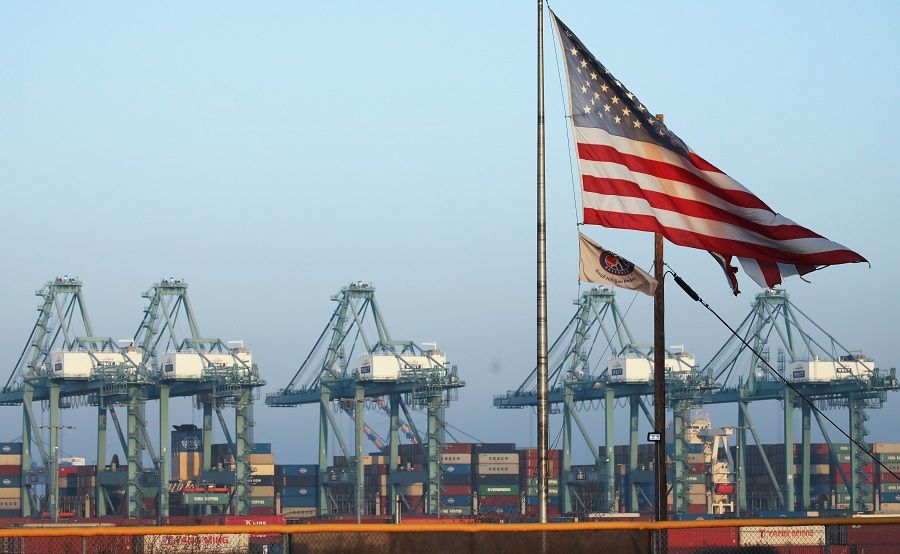 Port of Los Angeles officials said October cargo volume was down 19% this year compared with October 2018 due to tariffs imposed in the U.S.-China trade war. (Getty images/AFP)