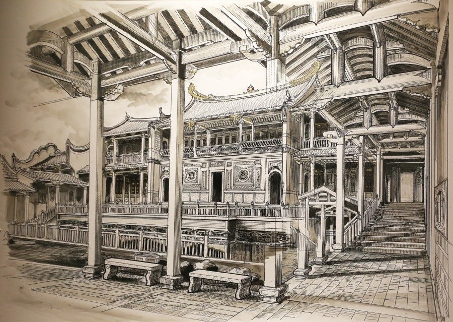 A sketch of the old Shuang Lin Monastery by well-known Taiwanese historian Lee Chian-Lang. (SPH)