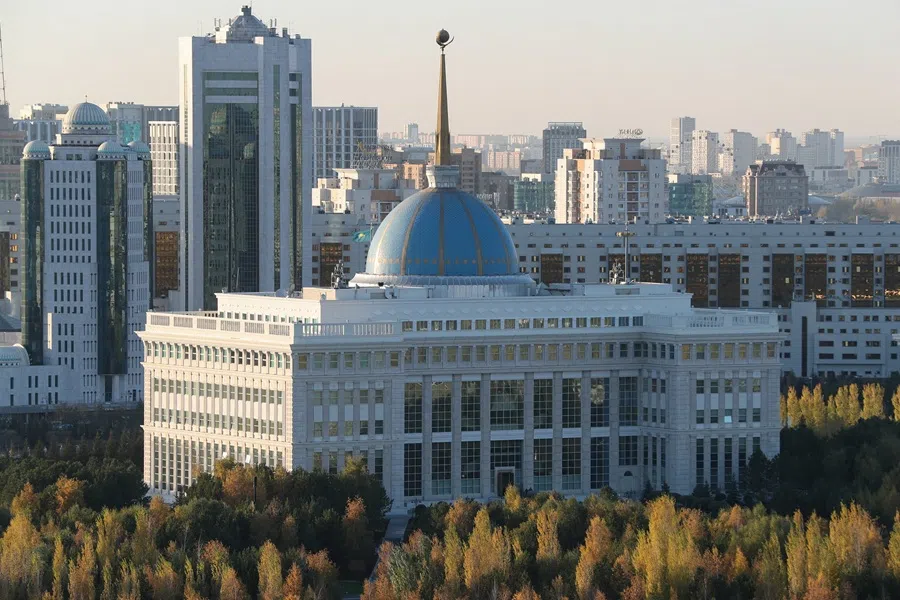 A view of Akorda, the official residence of Kazakh President, with a backdrop of downtown in the city of Astana, Kazakhstan, on 9 October 2025. (Pavel Mikheyev/Reuters)