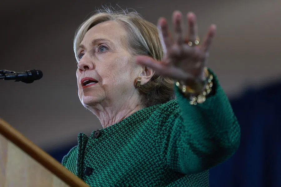 Former Secretary of State Hillary Clinton speaks during a get out the vote event for Vice-President Kamala Harris on 2 November 2024 in Tampa, Florida, US. (Joe Raedle/Getty Images/AFP)