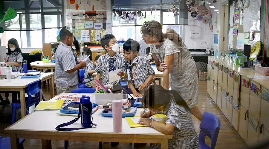 Primary school students at Harrow International School Bangkok.