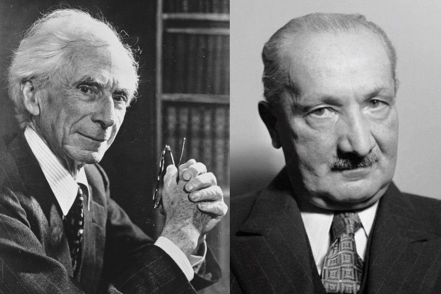 Intellectuals Bertrand Russell (left) and Martin Heidegger. (Internet)