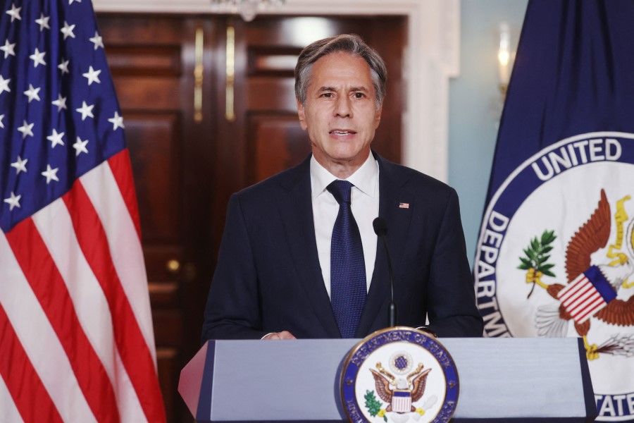 US Secretary of State Antony Blinken delivers remarks following talks on the situation in Afghanistan, at the State Department in Washington, DC on 30 August 30, 2021. (Jonathan Ernst/AFP)
