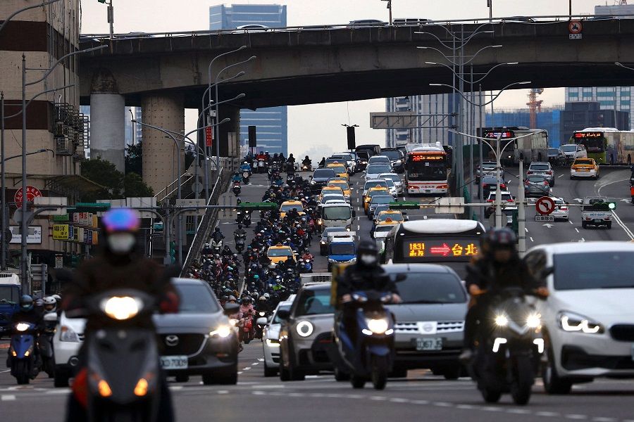A general view of the rush hour traffic in Taipei, Taiwan, 17 January 2023. (Ann Wang/Reuters)