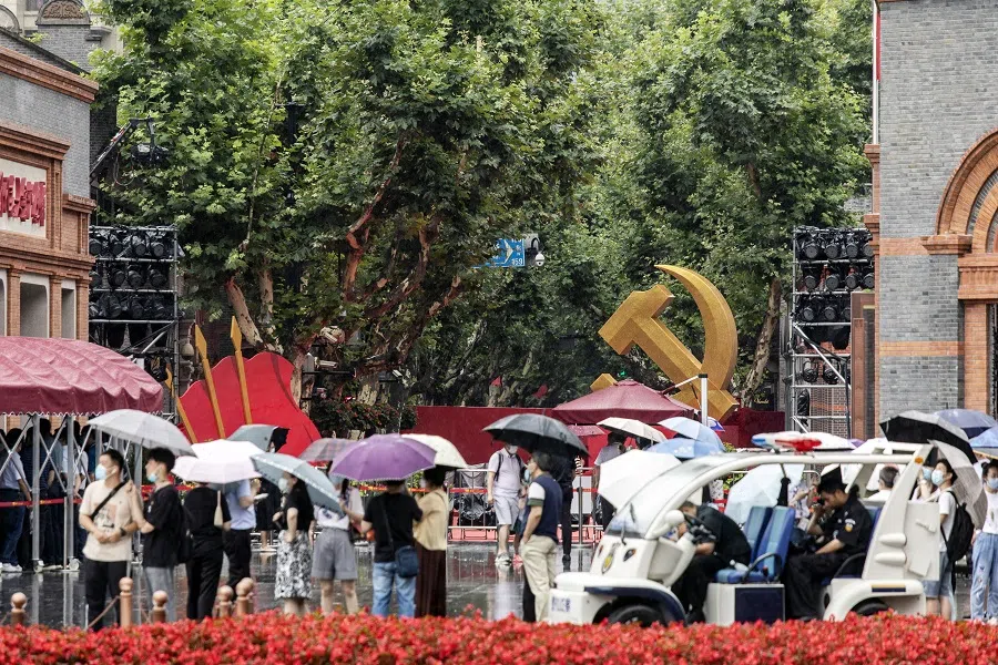 Visitors wait to enter the site of the First National Congress of the Chinese Communist Party in Shanghai, China on 28 June 2021. (Qilai Shen/Bloomberg)
