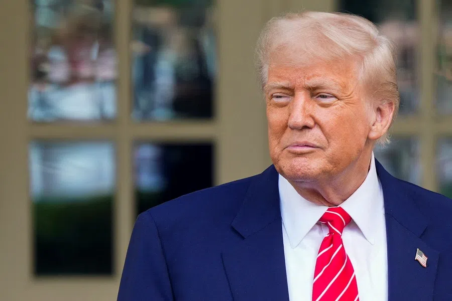 US President Donald Trump gives remarks outside the West Wing at the White House in Washington, DC, US, on 8 May 2025.
