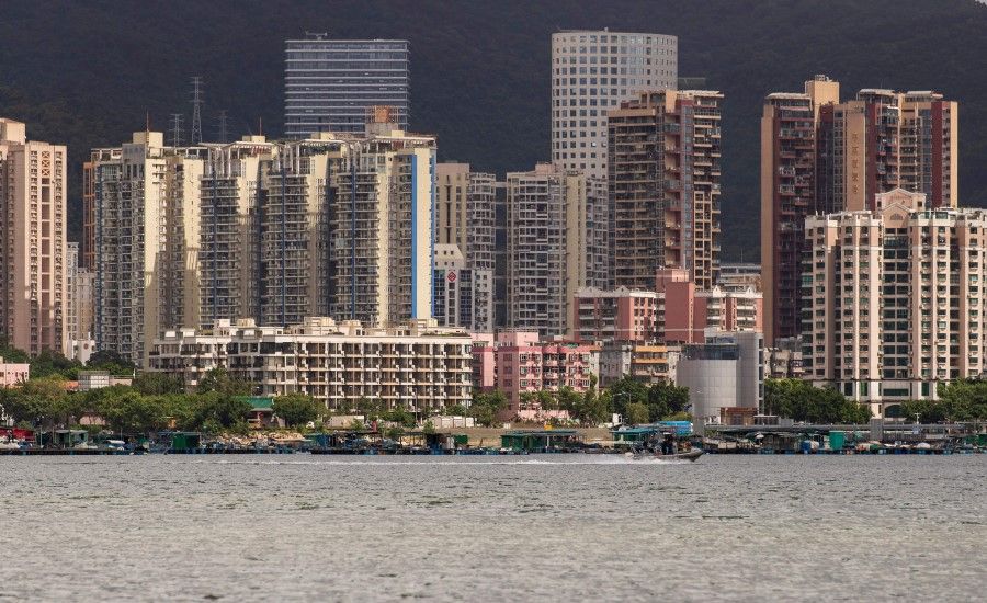 This picture taken on 19 September 2020 from across the water in Hong Kong shows a view of the skyline of Yantian, a district in the neighbouring Chinese mainland city of Shenzhen. (May James/AFP)