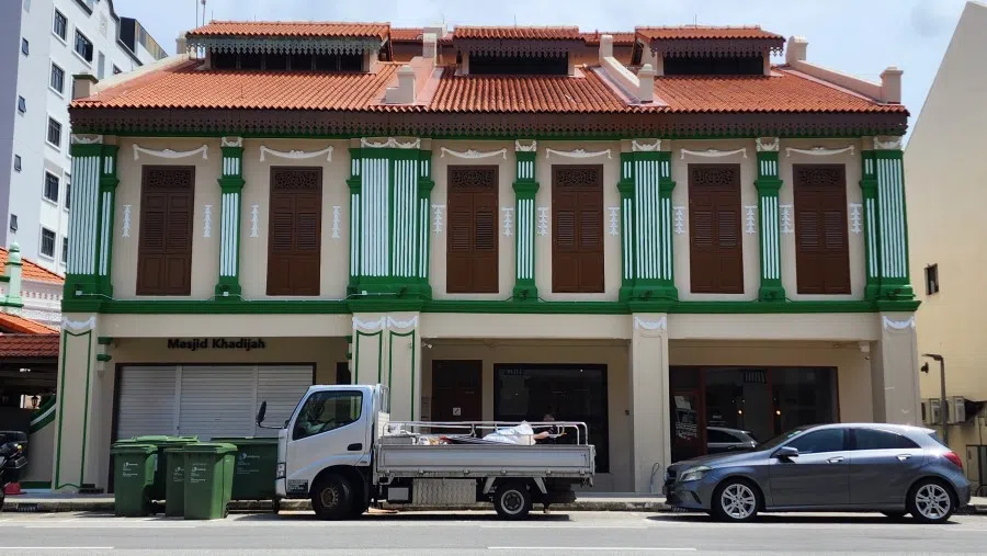 A cluster of three shops - the middle unit was No. 587, April 2023. (SPH Media)