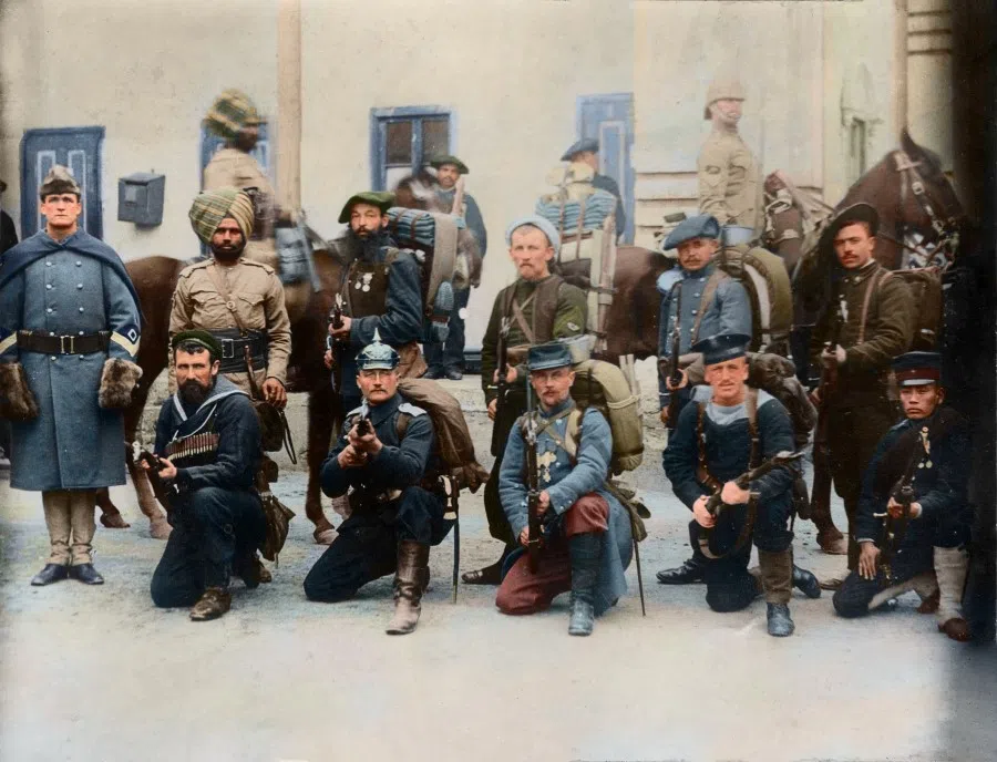 A photo of the Eight-Nation Alliance army entering Beijing in 1900 during the Boxer Rebellion, when China faced a crisis of being carved up.