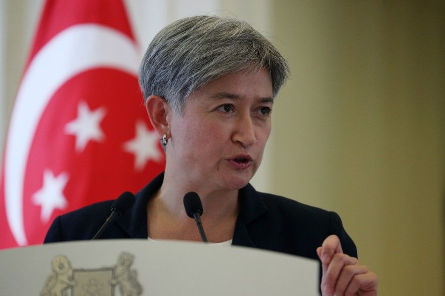 Australian Foreign Minister Penny Wong attends a joint press conference at the Exhibition Hall, Ministry of Foreign Affairs, Singapore, on 6 July 2022. (SPH Media)