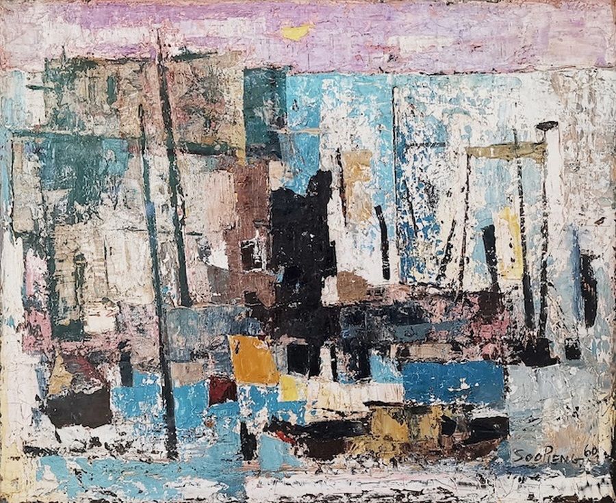 Cheong Soo Pieng, Abstract (Kelong) 1960. (Artcommune Gallery)