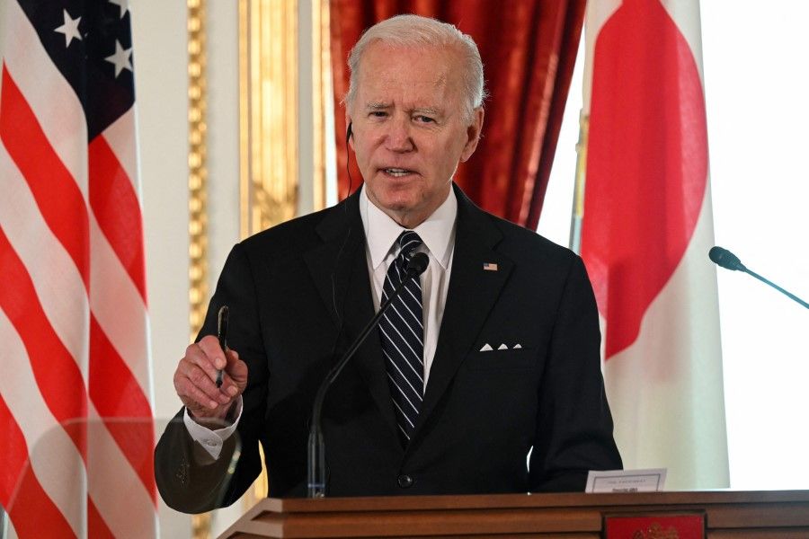 US President Joe Biden attends a press conference at the Akasaka Palace in Tokyo on 23 May 2022. (Saul Loeb/AFP)