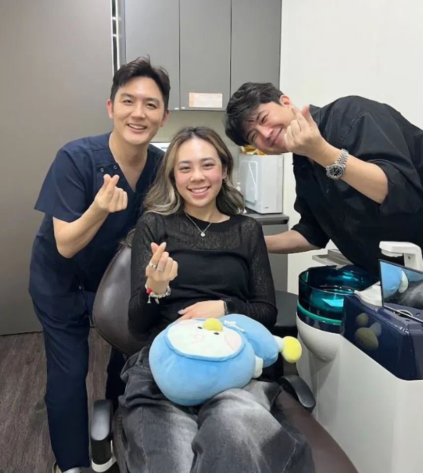 Dominic Phua (right) with a client (centre) and cosmetic surgeon. (Photo provided by interviewee)