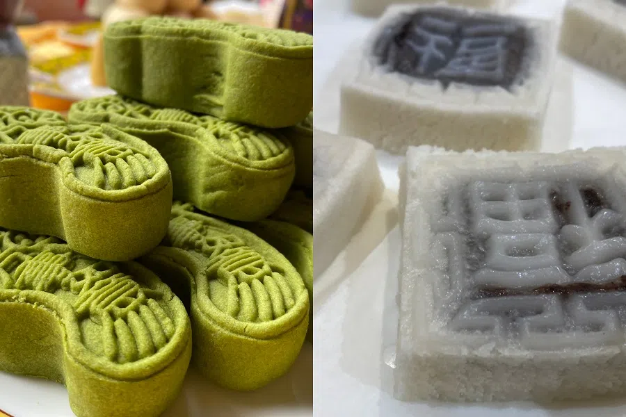 Bean flour pastries and glutinous rice cakes on sale in Hangzhou. (Thomas DuBois)