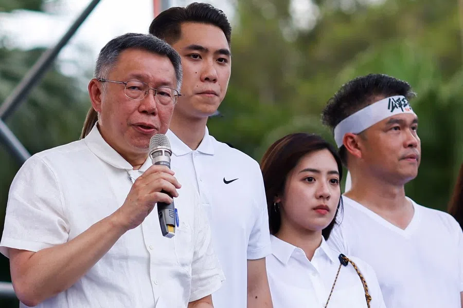 Former Taipei mayor Ko Wen-je of the Taiwan People's Party makes a speech at the rally in Taipei, Taiwan, on 16 July 2023. (Ann Wang/Reuters)