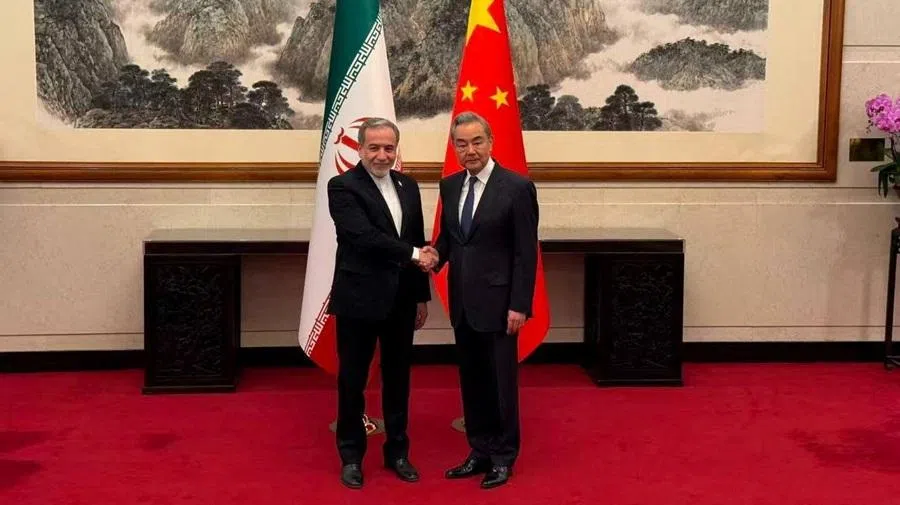 Iranian Foreign Minister Abbas Araghchi meets with Chinese Foreign Minister Wang Yi in a location given as Beijing, China, in this handout image released on 6 May 2026. (Seyed Abbas Araghchi via Telegram/Handout via Reuters)