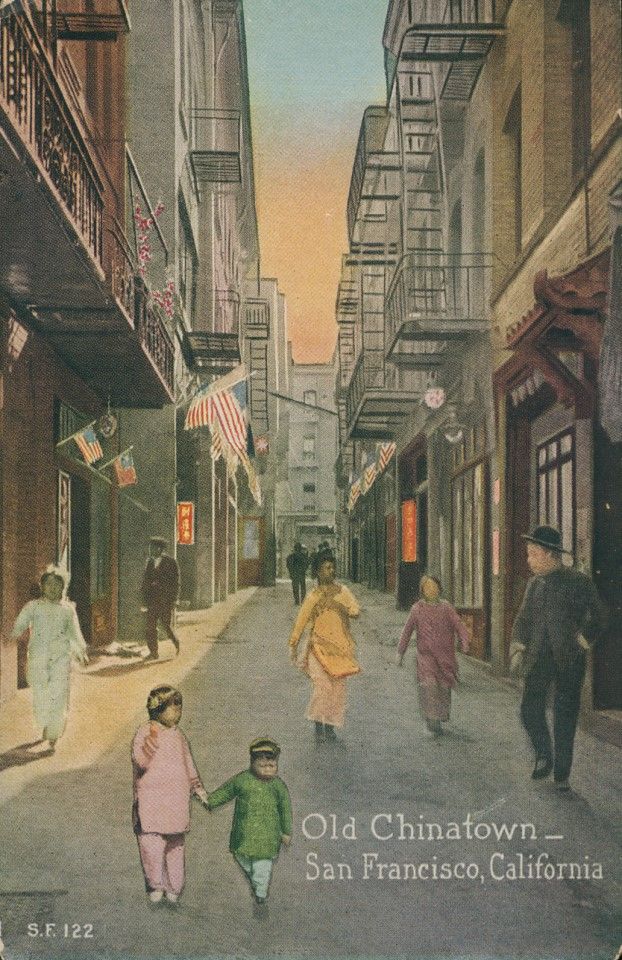 A postcard showing San Francisco Chinatown, 1910s.