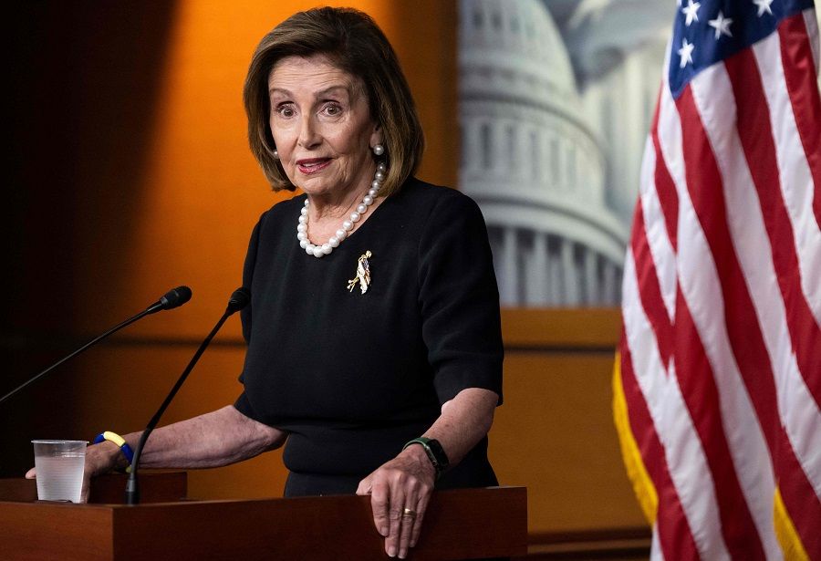 In this file photo taken on 14 July 2022, US Speaker of the House, Nancy Pelosi, speaks during her weekly press briefing on Capitol Hill in Washington, US. (Saul Loeb/AFP)