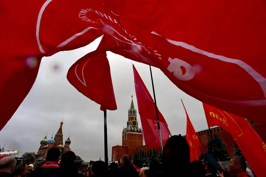 Russian Communist party supporters arrive to lay flowers at the tomb of late Soviet leader Joseph Stalin to mark the 144th anniversary of his birth at Red Square in Moscow, Russia, on 21 December 2023. (Olga Maltseva/AFP)