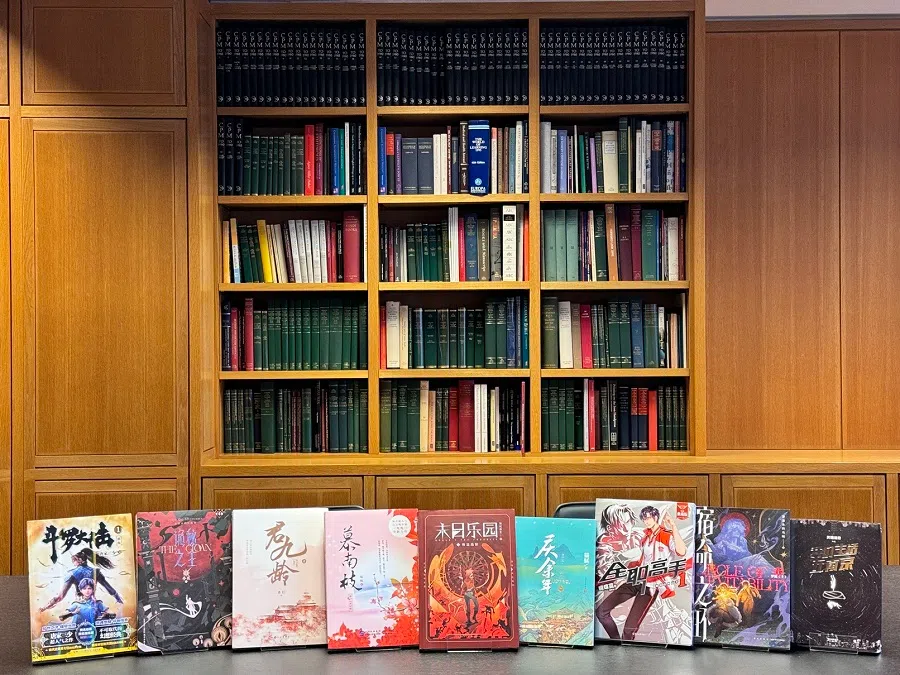 This photo taken on 22 December 2024 shows a collection of Chinese pop fiction titles, which are gaining popularity in Southeast Asia.