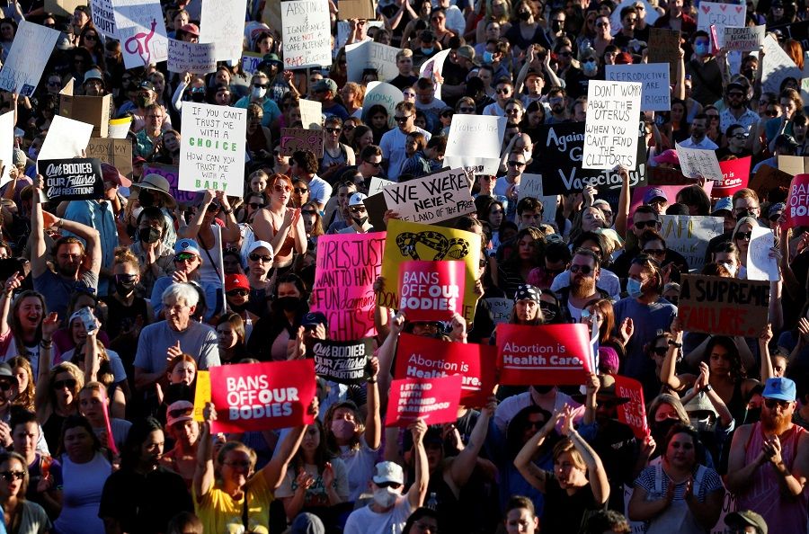Abortion rights protesters gather at the Utah State Capitol after the US Supreme Court overturned the landmark Roe v. Wade abortion decision, in Salt Lake City, Utah, US, 24 June 2022. (Jim Urquhart/File Photo/Reuters)