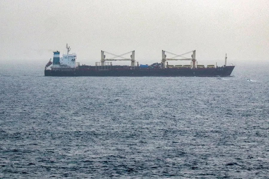 A vessel transits the Bab el-Mandeb Strait off the coast of southern Yemen on 25 July 2026.