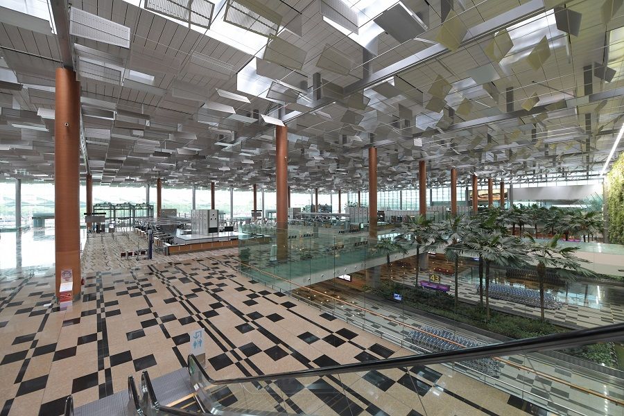 The empty Changi Airport Terminal 3 departure hall on 23 June 2020. (SPH)