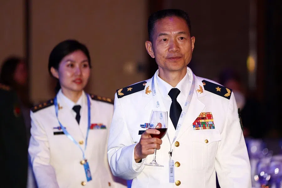 China’s Rear Admiral Hu Gangfeng attends the IISS Shangri-La Dialogue security summit in Singapore, on 30 May 2025. (Edgar Su/Reuters)