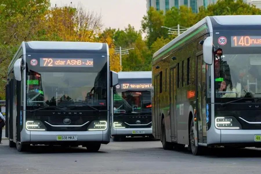 China-made new energy busses in Tashkent, Uzbekistan. (Source: The China Belt and Road Web Portal)