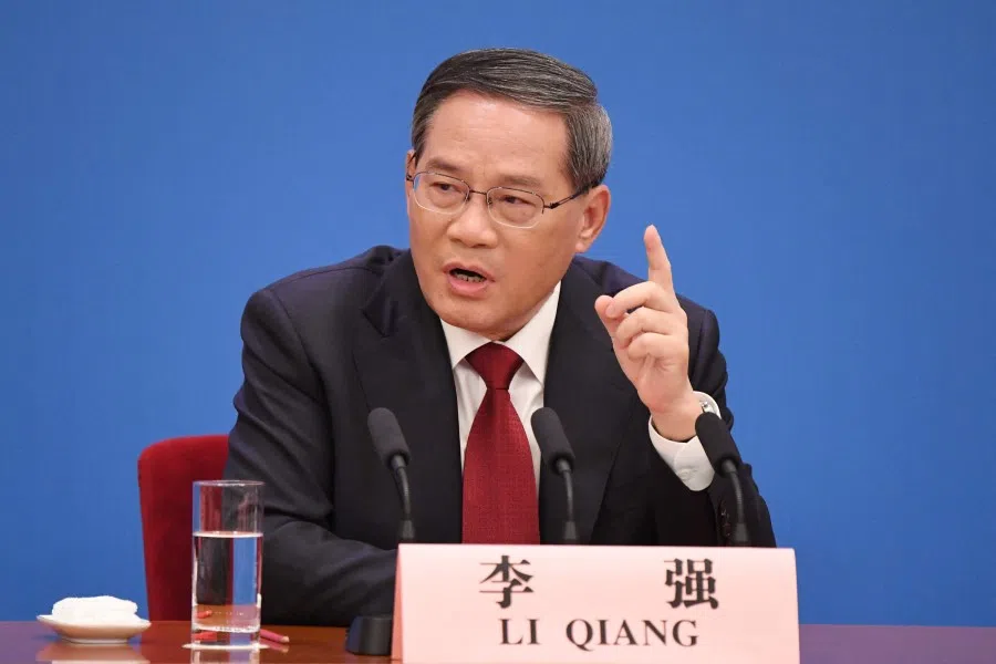 China's Premier Li Qiang speaks during a press conference after the closing session of the National People's Congress at the Great Hall of the People in Beijing on 13 March 2023. (Greg BakerAFP)