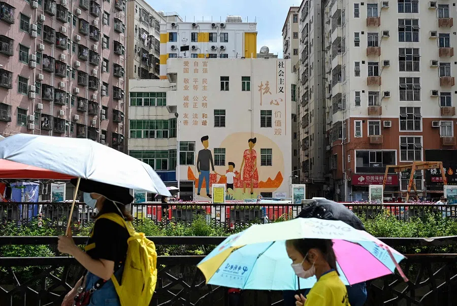 This photo taken on 20 July 2022 shows a residential building in Shenzhen, Guangdong province, China. (Jade Gao/AFP)