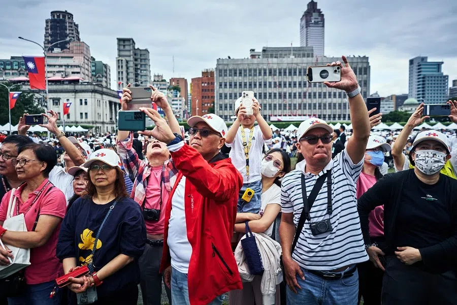 Attendees during the National Day celebration in Taipei, Taiwan, on 10 October 2024. (An Rong Xu/Bloomberg)