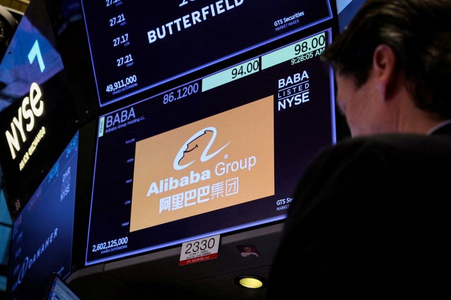 Alibaba is traded on the floor of the New York Stock Exchange in New York City, US, 28 March 2023. (Brendan McDermid/Reuters)