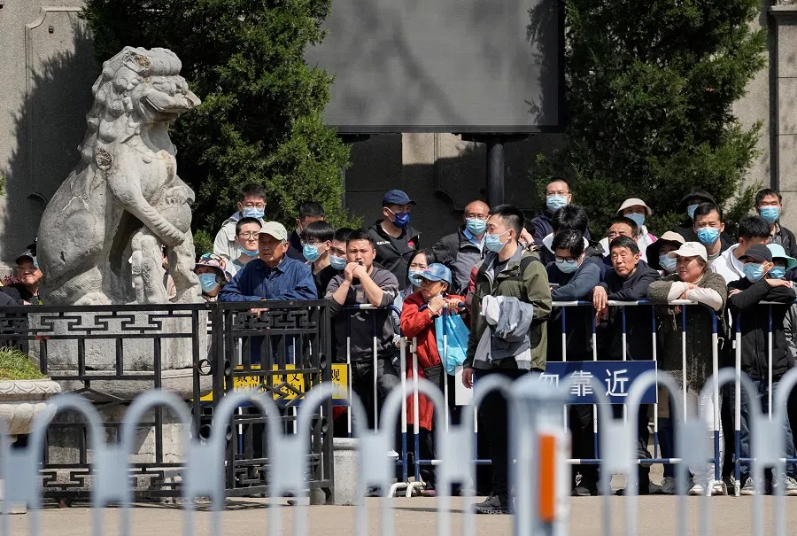 People wait as former Taiwan President Ma Ying-jeou visits the China Modern History Museum in Nanjing, Jiangsu province, China, 28 March 2023. (Aly Song/Reuters)