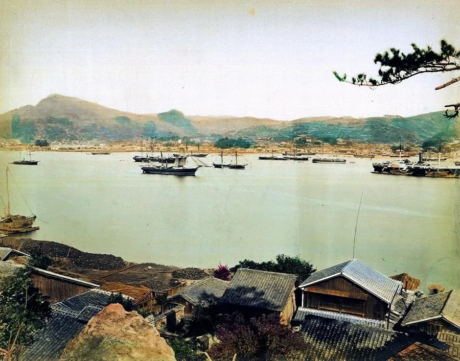 Yokohama Port, Japan, in the 1880s, an important port in Japan’s modernisation and opening to the outside world.
