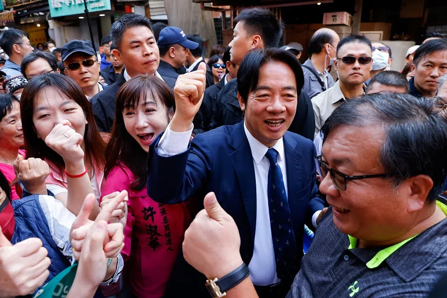 Lai Ching-te, Taiwan's vice president and the ruling Democratic Progressive Party's (DPP) presidential candidate interacts with supporters during an election campaign event in Taipei, Taiwan, 7 December 2023. (Ann Wang/Reuters)