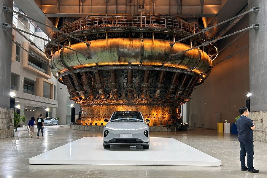 Nio's new SUV EC6 is displayed during the Chinese electric vehicle (EV) maker's tech day in Shanghai, China, 21 September 2023. (Zoey Zhang/Reuters)