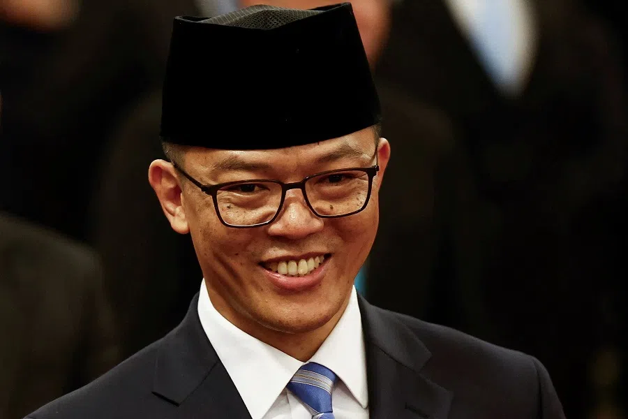 Indonesia’s Foreign Minister Sugiono at his inauguration at the Presidential Palace in Jakarta, Indonesia, on 21 October 2024. (Willy Kurniawan/Reuters)