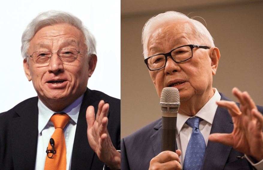 Robert Tsao (left), chairman emeritus of United Microelectronics Corporation, and Morris Chang, founder of Taiwan Semiconductor Manufacturing Company. (Photo: SPH (Tsao) and Billy H.C. Kwok/Bloomberg (Chang))