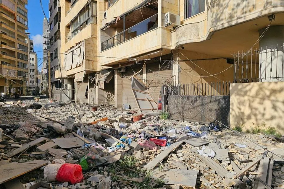 This photograph shows the damage at the site of an Israeli airstrike that targeted Shiyah neighbourhood in Beirut’s southern suburbs, on 5 April 2026.  (AFP)