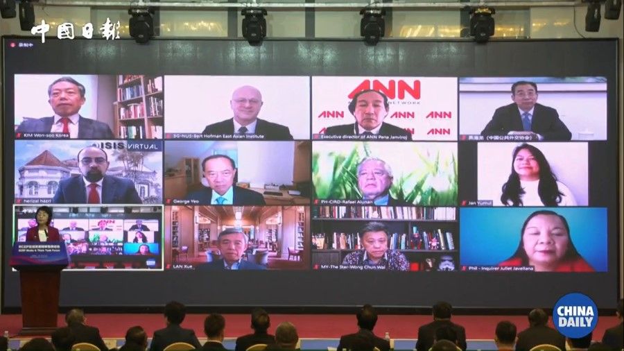 A screen grab from a video showing the RCEP Media & Think Tank Forum in Haikou, China, 23 May 2022. (China Daily/Facebook)