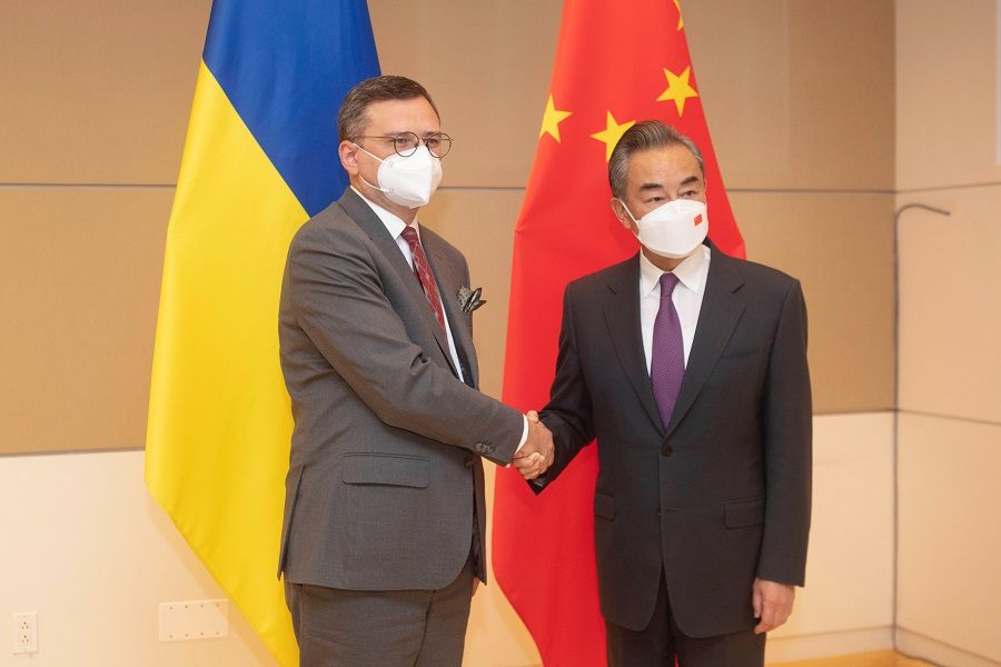 Chinese State Councilor and Foreign Minister Wang Yi meets with Ukrainian Foreign Minister Dmytro Kuleba on the sidelines of the United Nations General Assembly in Manhattan, New York City, US, 22 September 2022. (CNS)