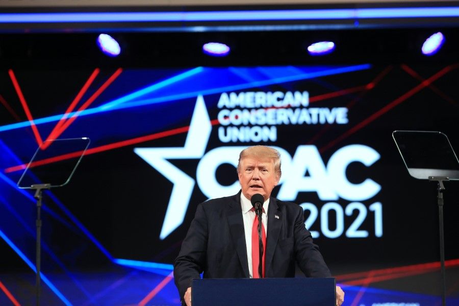 Former US President Donald Trump speaks during the Conservative Political Action Conference (CPAC) in Dallas, Texas, US on 11 July 2021. The three-day conference is titled "America UnCanceled". (Dylan Hollingsworth/Bloomberg)