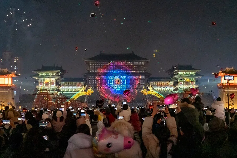 People countdown to 2024 at the Luoyang City Site of the Sui and Tang Dynasties in Luoyang, Henan province, China, on 1 January 2024. (CNS)