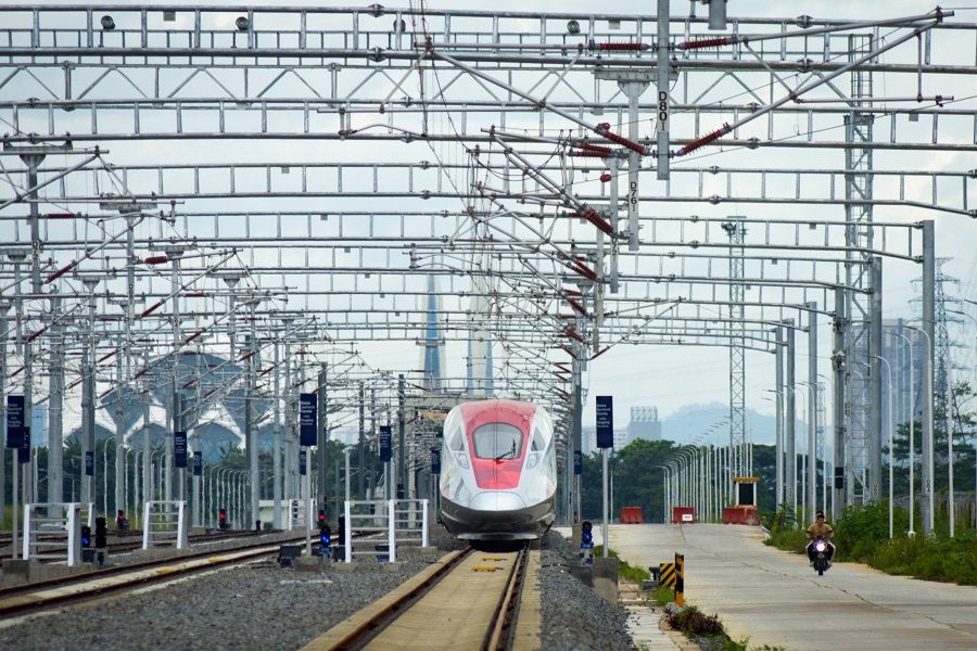 The Jakarta-Bandung high-speed train in Bandung, West Java, on 17 January 2024. (Timur Matahari/AFP)