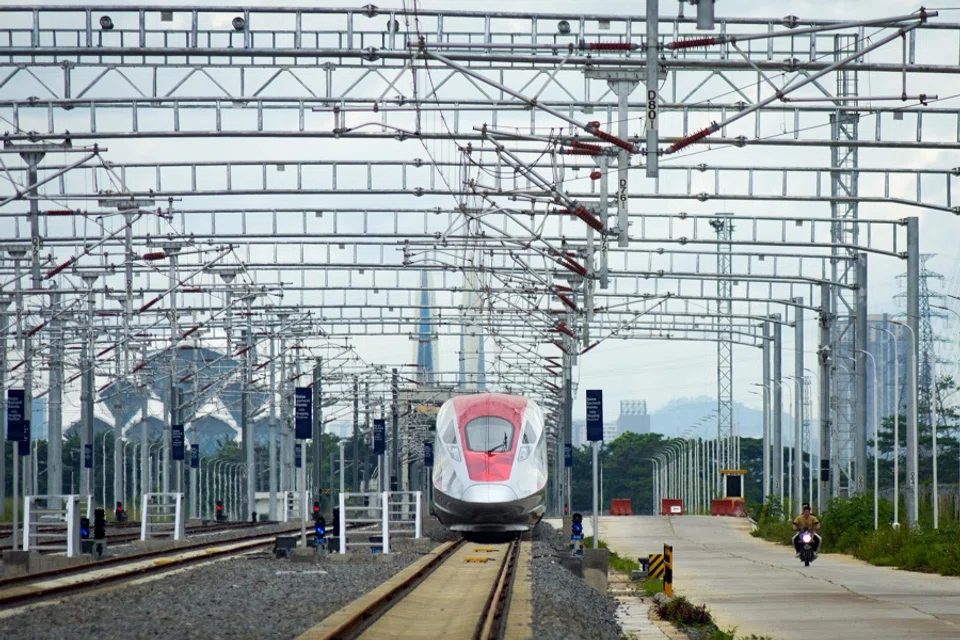 The Jakarta-Bandung high-speed train in Bandung, West Java, on 17 January 2024. (Timur Matahari/AFP)