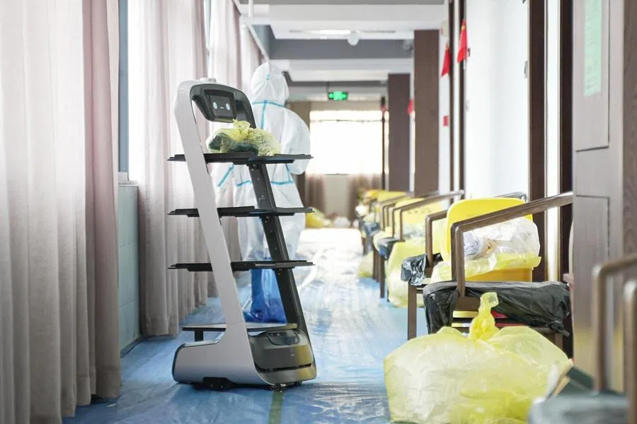During the Covid-19 pandemic, Pudu Robotics provided more than 300 robots for free to hospitals and communities in need. (Photo provided by Pudu Robotics)