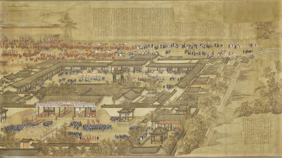 Jin Kun, Sun Hu, Lu Zhan, Wu Yu, and Zhang Qi, Hanlin Academy, partial, Musée Cernuschi, Paris, France. (Internet)